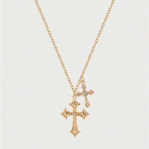 Free People Jewelry - Elegant Gold Cross Pendant Necklace R145